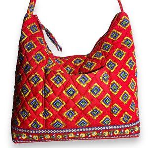 Vera Bradley Molly Villa Red Zip top Quilted Handbag